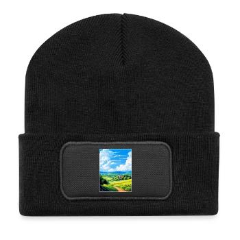 Odenwald Deutschland Vintage Reiseplakat Souvenir - Recycelte Patch Beanie - Schwarz - Vorne