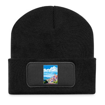 Castelo Branco Portugal Vintage Reiseposter WPA - Recycelte Patch Beanie - Schwarz - Vorne