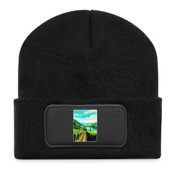 Affiche de voyage vintage de la vallée de la Moselle en Allemagne WPA - Beanie recyclé à patch - noir - Devant