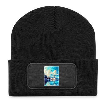 Split Kroatien Vintage Reiseplakat WPA Souvenir - Recycelte Patch Beanie - Schwarz - Vorne
