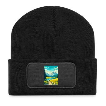 Durmitor-Nationalpark Montenegro Reiseplakat - Recycelte Patch Beanie - Schwarz - Vorne
