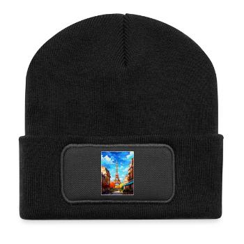 Paris France Vintage Poster Voyage WPA Souvenir - Beanie recyclé à patch - noir - Devant