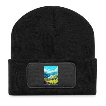 Douro-Tal Portugal Vintage Reiseposter WPA - Recycelte Patch Beanie - Schwarz - Vorne
