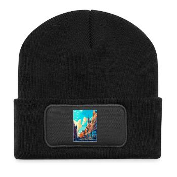 The Hague Netherlands Vintage Travel Poster WPA - Recycled Patch Beanie - black - Front