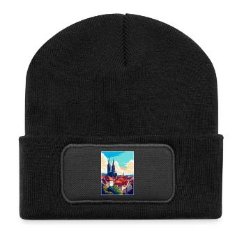 Brünn Tschechische Republik Vintage Reiseplakat Souvenir - Recycelte Patch Beanie - Schwarz - Vorne