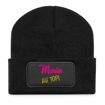 ICH KANN NICHT, ICH BIN VERHEIRATET - Recycelte Patch Beanie - Schwarz - Vorne
