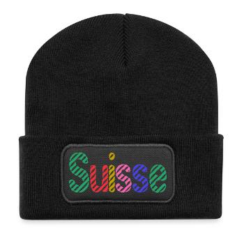 SCHWEIZ. HUMOR. LAND. FLAGGE. GENF. LAUSANNE - Recycelte Patch Beanie - Schwarz - Vorne