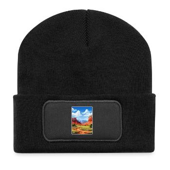 Capitol Reef National Park Vintage Reiseposter - Recycelte Patch Beanie - Schwarz - Vorne
