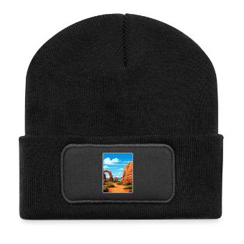 Arches National Park Utah Vintage Reiseposter - Recycelte Patch Beanie - Schwarz - Vorne