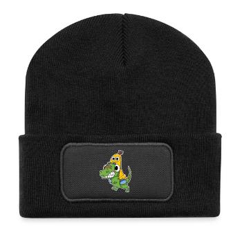 Mauvais dinosaure et jolie banane - Beanie recyclé à patch - noir - Devant