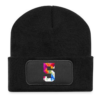 NUMMER 5 JAHRE ALT 5. GEBURTSTAG - Recycelte Patch Beanie - Schwarz - Vorne