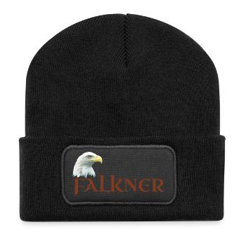 Falkner, Adlerkopf, Weißkopfseeadler für Falknerei - Recycelte Patch Beanie - Schwarz - Vorne