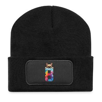 HUND 8 JAHRE FRANZÖSISCHE BULLDOGGE 8. GEBURTSTAG - Recycelte Patch Beanie - Schwarz - Vorne