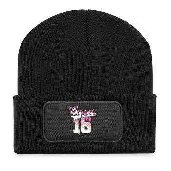 SWEET 16 FINALLY 16TH BIRTHDAY - Recycled Patch Beanie - black - Front