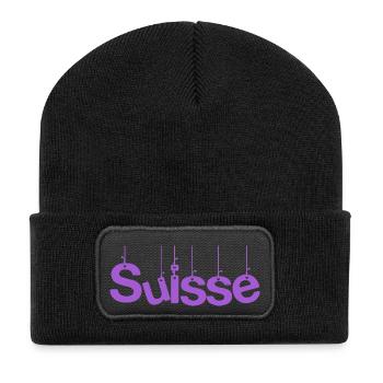 SUISSE. PAYS. GENEVE. SUISSE. HUMOUR - Beanie recyclé à patch - noir - Devant