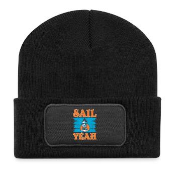Sail Yeah Seafarer Schiffskapitän Nautischer Seema - Recycelte Patch Beanie - Schwarz - Vorne