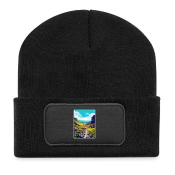 Hohe Tasse Nick Cumbria Vintage Reiseposter WPA - Recycelte Patch Beanie - Schwarz - Vorne