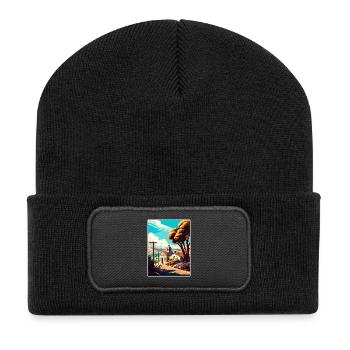 San Luis Obispo California Vintage Reiseposter - Recycelte Patch Beanie - Schwarz - Vorne