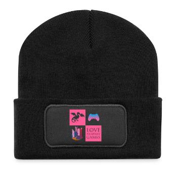 Jeu de dragon fantastique - Beanie recyclé à patch - noir - Devant