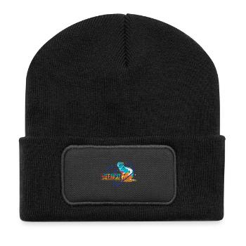 Neugieriges Erdmännchen Wüstenbewohner - Recycelte Patch Beanie - Schwarz - Vorne