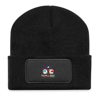 Wummernder Bass Dschungelparty - Recycelte Patch Beanie - Schwarz - Vorne
