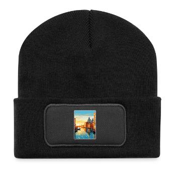 Venedig Italien Dekoration Markusplatz Souvenir - Recycelte Patch Beanie - Schwarz - Vorne