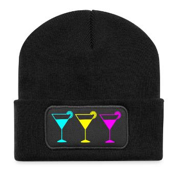 Cocktail Sommer Strand Urlaub - Recycelte Patch Beanie - Schwarz - Vorne