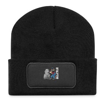 Kreativer Bildhauer Steinatelier - Recycelte Patch Beanie - Schwarz - Vorne