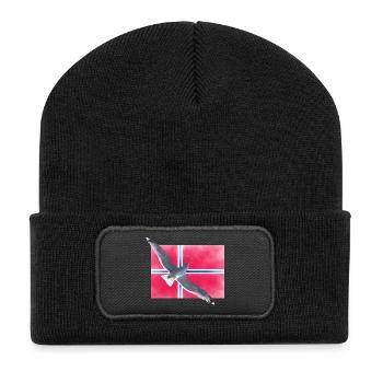Norwegen Norge - Recycelte Patch Beanie - Schwarz - Vorne
