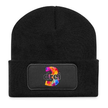 DREI 3 JAHRE JUNGE 3. GEBURTSTAG - Recycelte Patch Beanie - Schwarz - Vorne