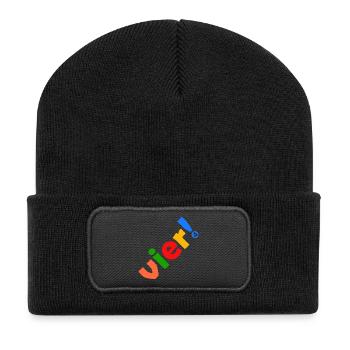 VIER 4 JAHRE 4. GEBURTSTAG - Recycelte Patch Beanie - Schwarz - Vorne