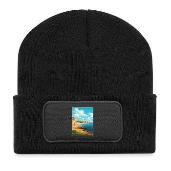 Valdes Halbinsel Argentinien Vintage Reiseposter - Recycelte Patch Beanie - Schwarz - Vorne