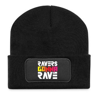 Ravers Gonna Rave - Recycelte Patch Beanie - Schwarz - Vorne