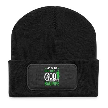 Und am 8. Tag schuf Gott den Dudelsack Dudelsack - Recycelte Patch Beanie - Schwarz - Vorne