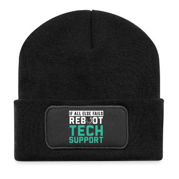 Ich bin der unbezahlte technische Support meiner F - Recycelte Patch Beanie - Schwarz - Vorne