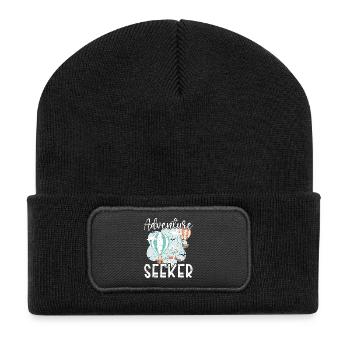 Abenteuersuchende Heißluftballon-Liebhaberin Aeron - Recycelte Patch Beanie - Schwarz - Vorne