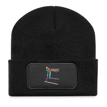 Zielsicherer Minigolf Turnierprofi - Recycelte Patch Beanie - Schwarz - Vorne