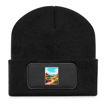 Mount Scott Texas Vintage Reiseposter Souvenir - Recycelte Patch Beanie - Schwarz - Vorne
