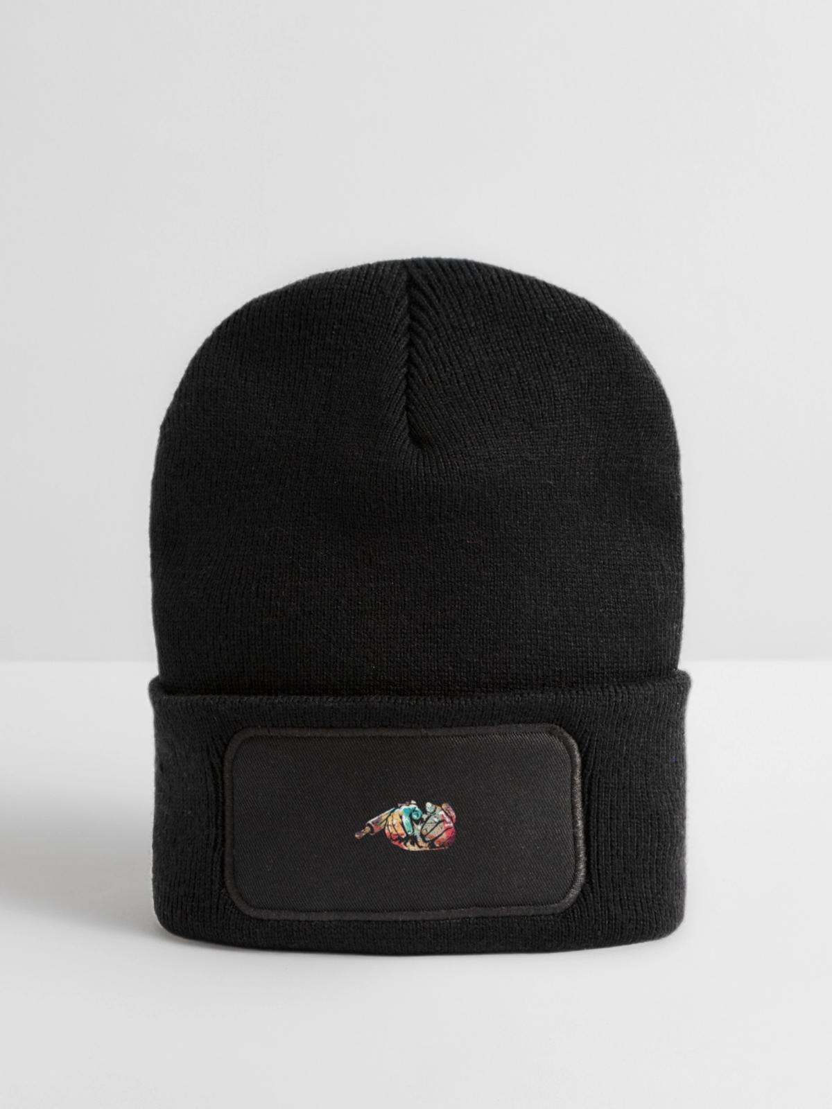 Knusprige Backkunst Bäckerhandwerk - Recycelte Patch Beanie - Schwarz - Vorne