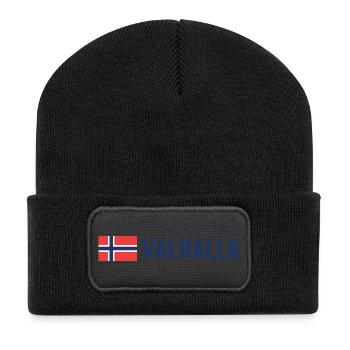 walhalla Wikinger Norwegen Odin - Recycelte Patch Beanie - Schwarz - Vorne