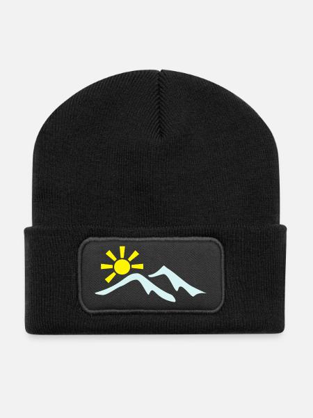 berge - Recycelte Patch Beanie - Schwarz