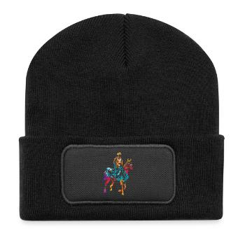 Zähe Distanzreiterin Langstrecke - Recycelte Patch Beanie - Schwarz - Vorne
