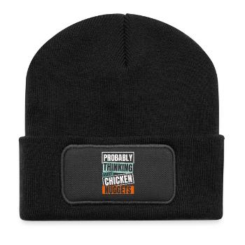 Wahrscheinlich denke ich an Chicken Nuggets Nug Li - Recycelte Patch Beanie - Schwarz - Vorne