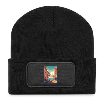 Costa del Sol Spanien Vintage Reiseposter Souvenir - Recycelte Patch Beanie - Schwarz - Vorne