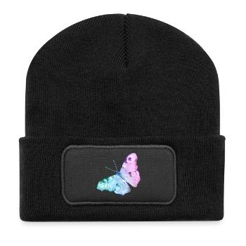 Schmetterlings Wasserfarben Gradient - Recycelte Patch Beanie - Schwarz - Vorne