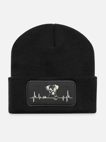 Heartbeat Jack Russell Terrier - Recycelte Patch Beanie - Schwarz