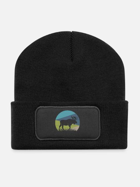 Elch - Recycelte Patch Beanie - Schwarz