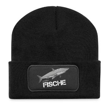Fische Sternzeichen Fische - Recycelte Patch Beanie - Schwarz - Vorne