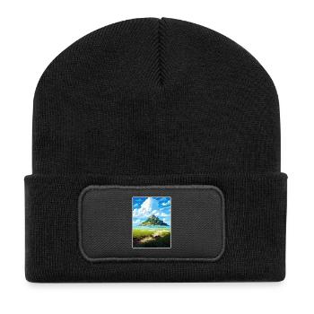St Michaels Mount Cornwall Vintage Reiseposter - Recycelte Patch Beanie - Schwarz - Vorne