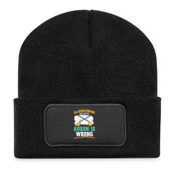 Glasblasen Weil Brandstiftung falsch ist Glasbläse - Recycelte Patch Beanie - Schwarz - Vorne